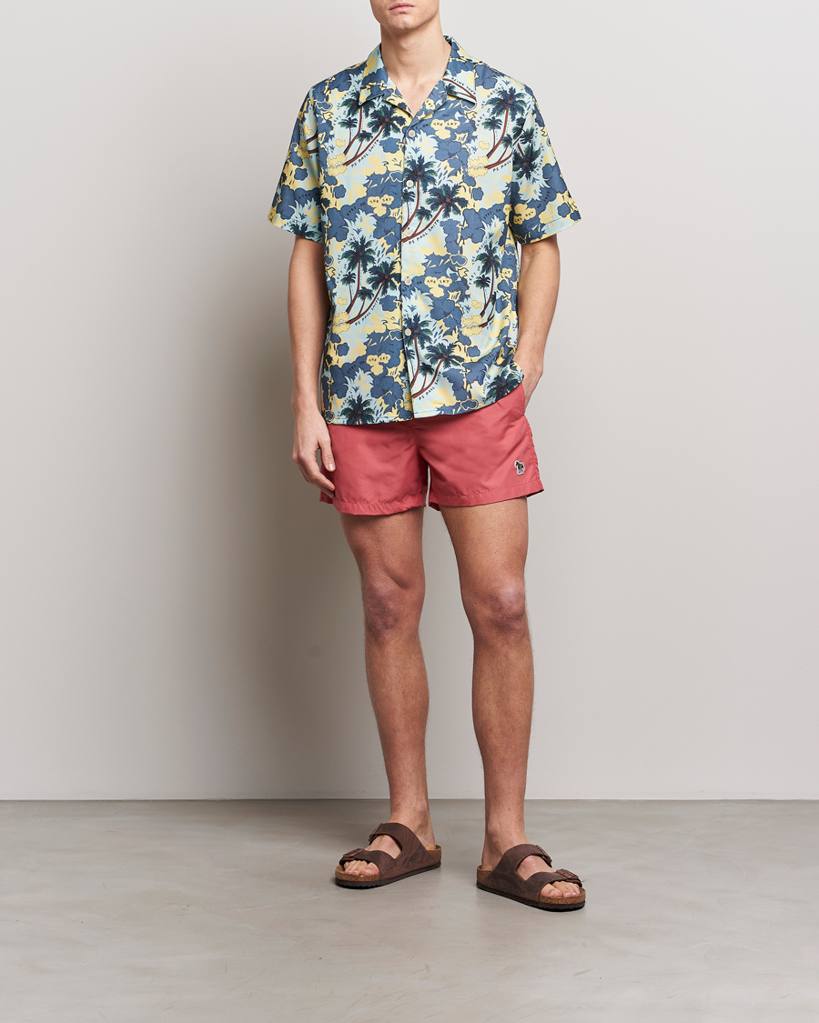 Herr | Skjortor | PS Paul Smith | Prined Flower Resort Short Sleeve Shirt Blue
