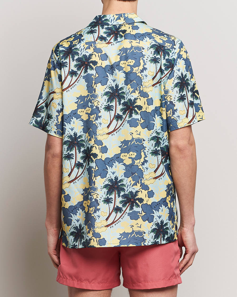 Herr | Skjortor | PS Paul Smith | Prined Flower Resort Short Sleeve Shirt Blue