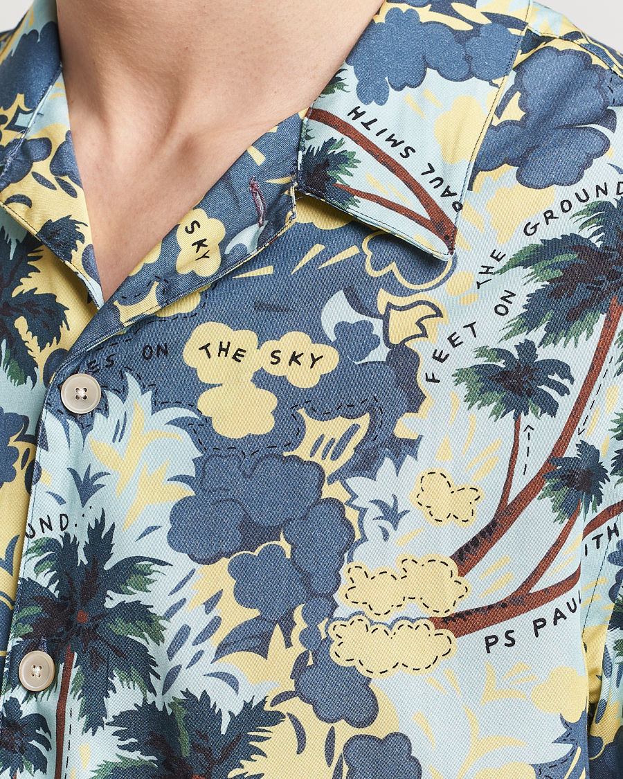 Herr | Skjortor | PS Paul Smith | Prined Flower Resort Short Sleeve Shirt Blue