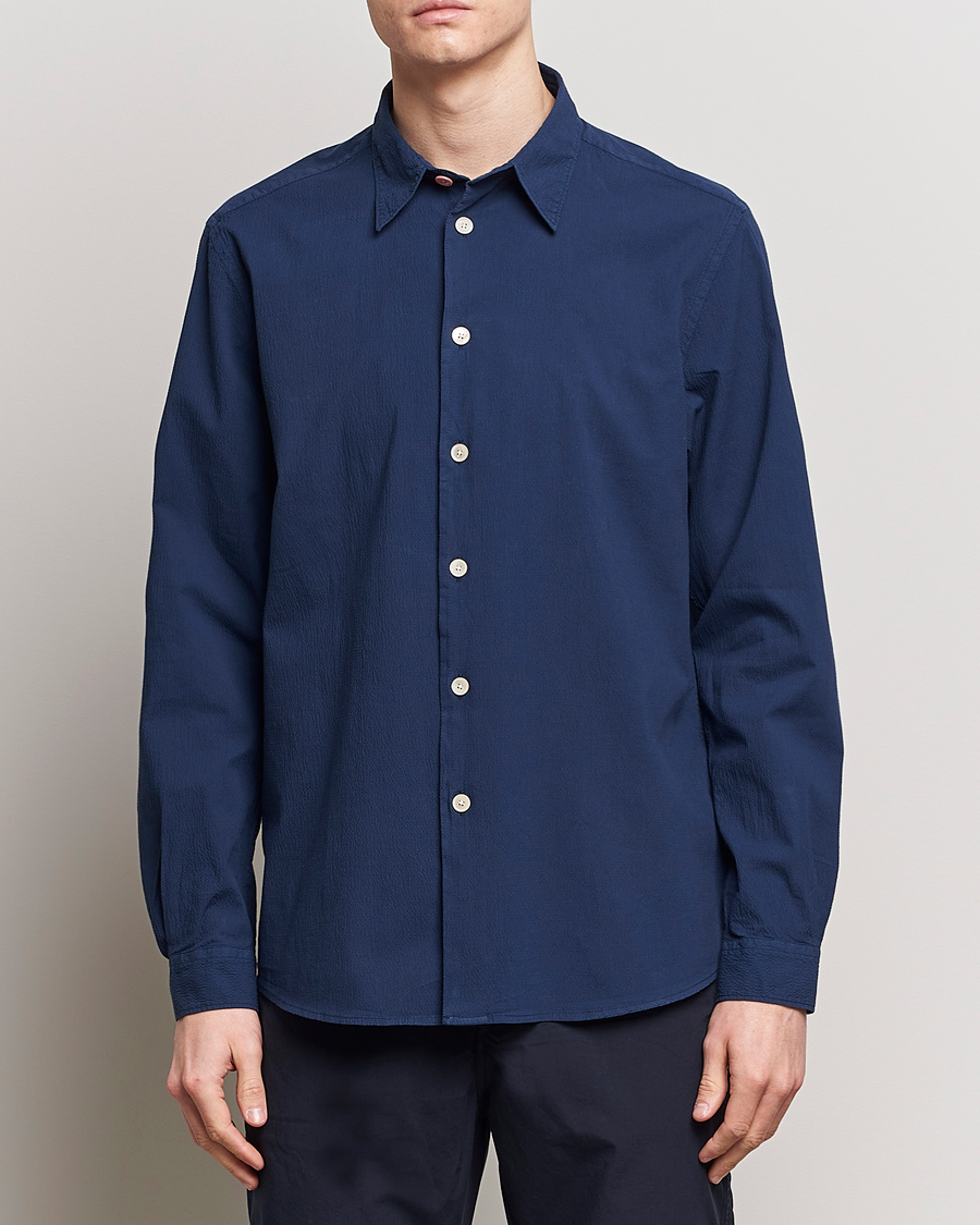 Herr | Avdelningar | PS Paul Smith | Regular Fit Seersucker Shirt Navy