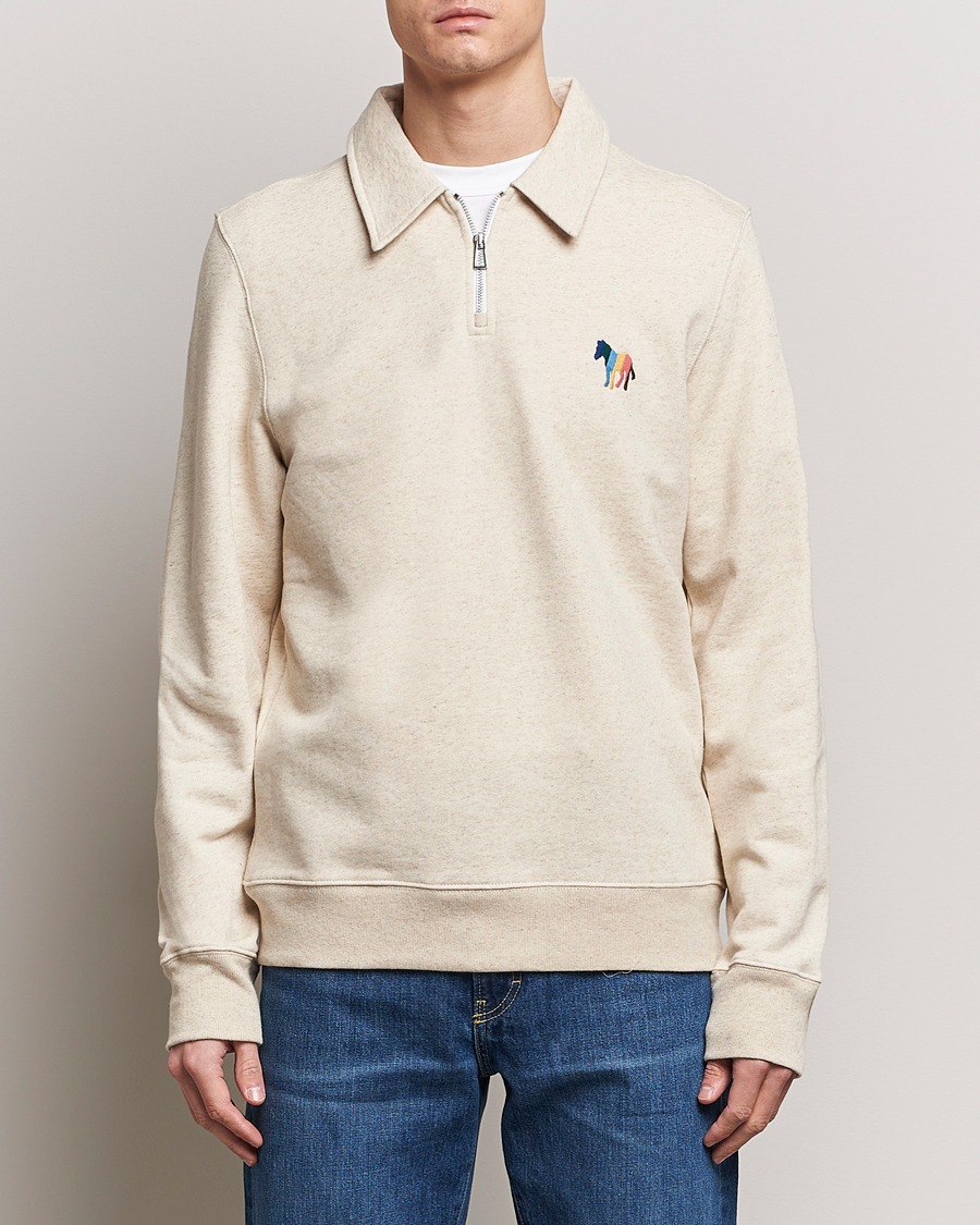 Herr | Avdelningar | PS Paul Smith | Cotton/Linen Zebra Half Zip Off White