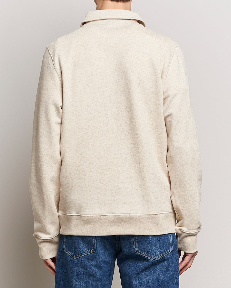 Herr | Tröjor | PS Paul Smith | Cotton/Linen Zebra Half Zip Off White
