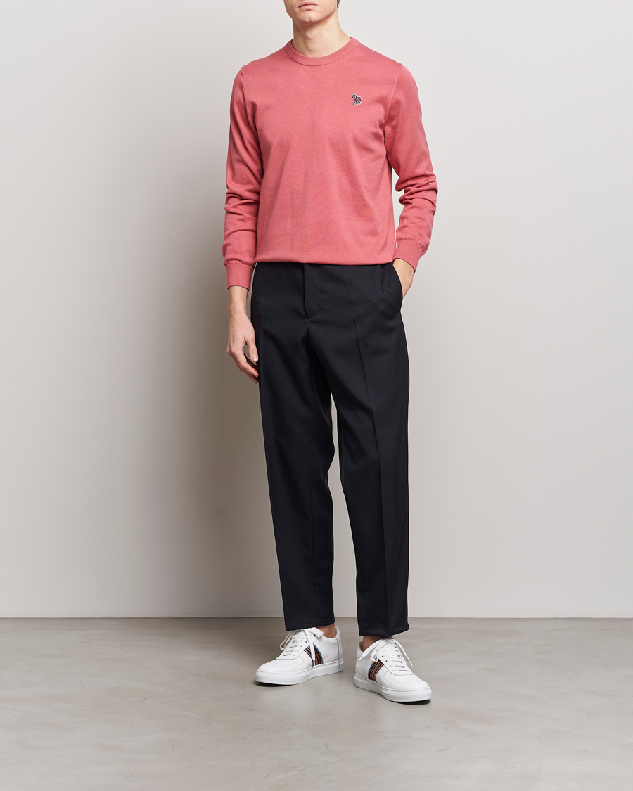 Herr | Tröjor | PS Paul Smith | Zebra Cotton Knitted Sweater Faded Pink