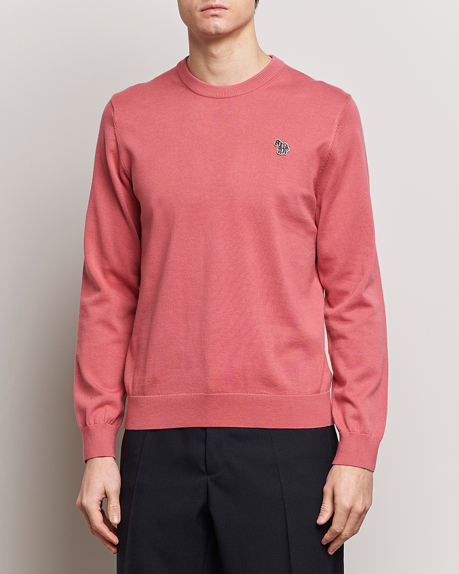 Herr | Tröjor | PS Paul Smith | Zebra Cotton Knitted Sweater Faded Pink