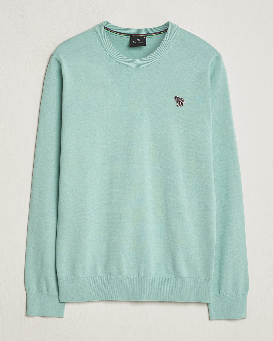 Herr | Tröjor | PS Paul Smith | Zebra Cotton Knitted Sweater Mint Green