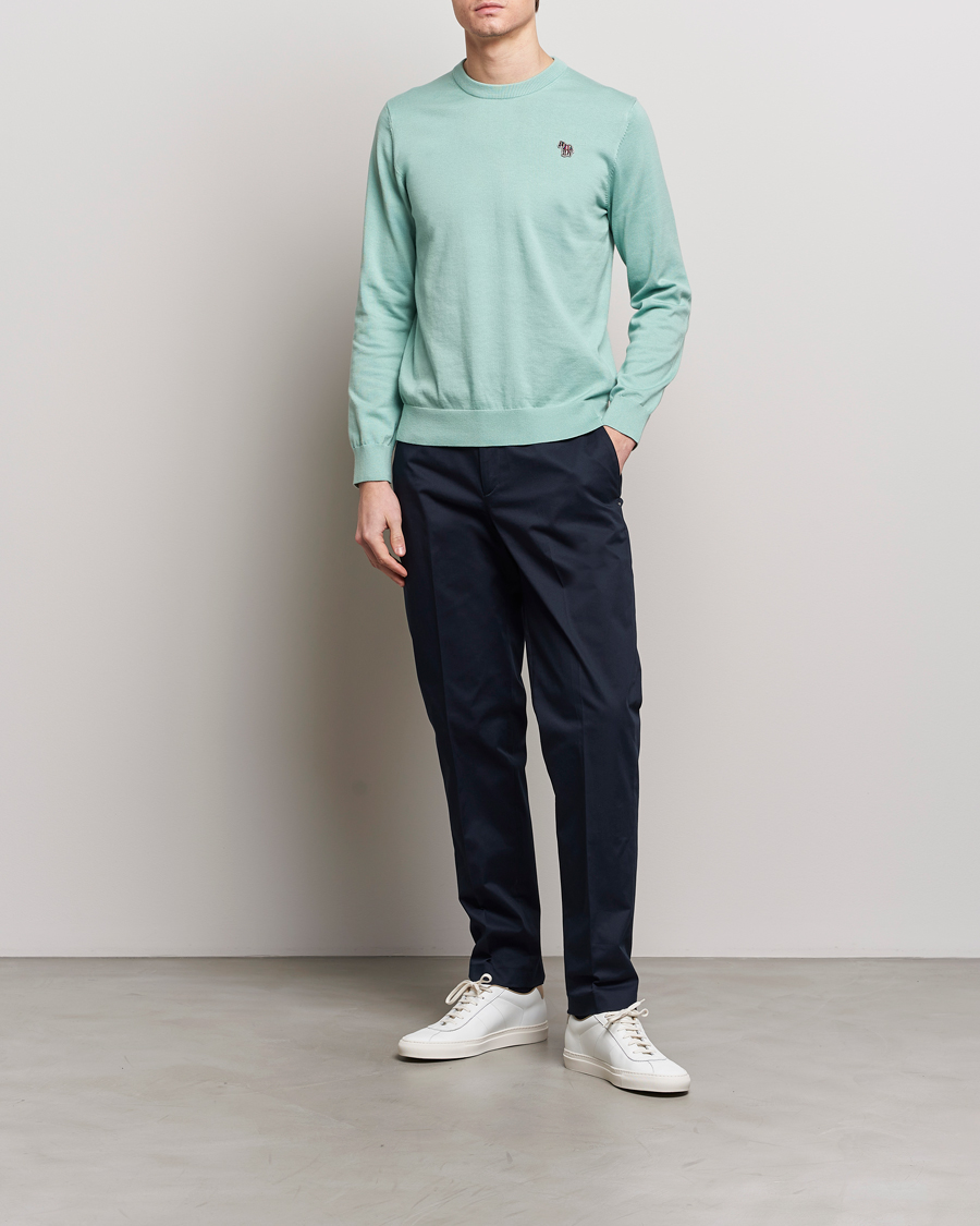 Herr | Tröjor | PS Paul Smith | Zebra Cotton Knitted Sweater Mint Green