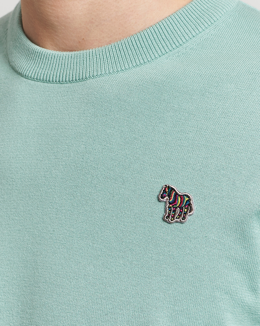 Herr | Tröjor | PS Paul Smith | Zebra Cotton Knitted Sweater Mint Green