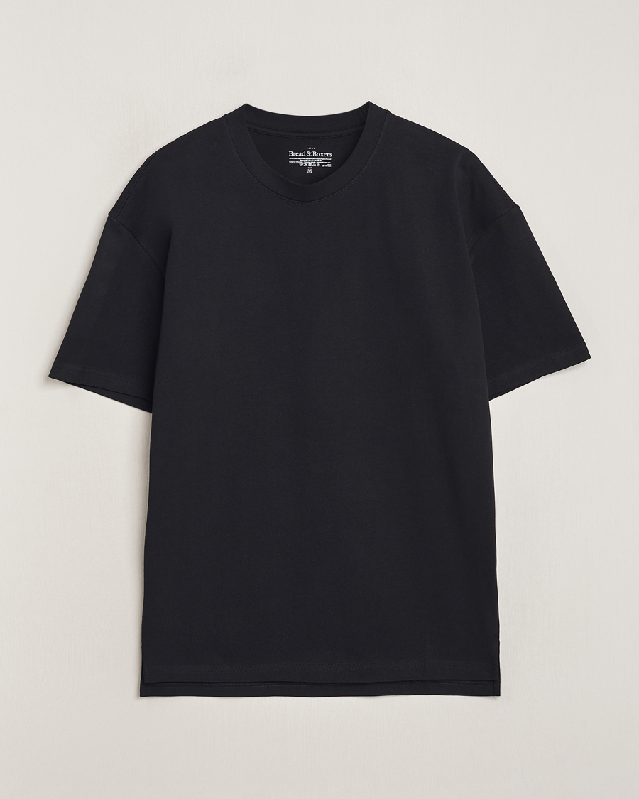 Herr | T-Shirts | Bread & Boxers | Textured Heavy Crew Neck T-Shirt Black