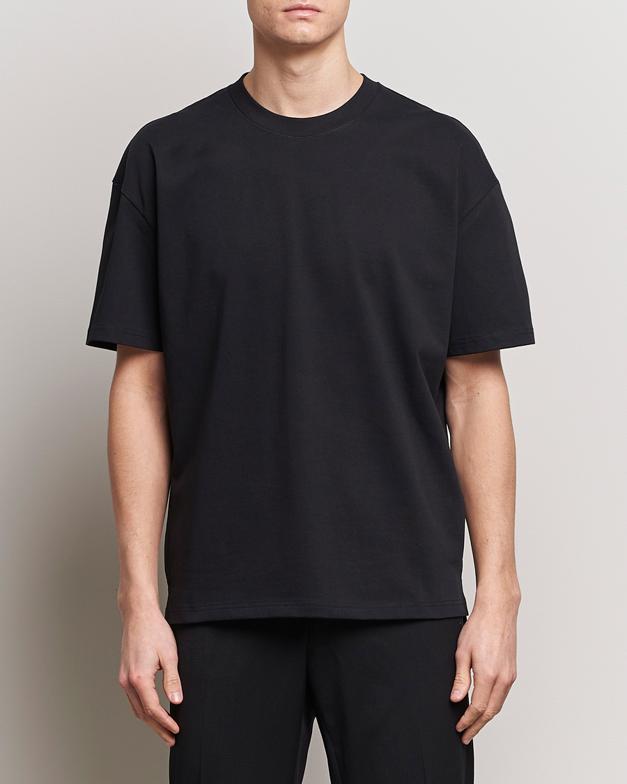 Herr | Svarta t-shirts | Bread & Boxers | Textured Heavy Crew Neck T-Shirt Black
