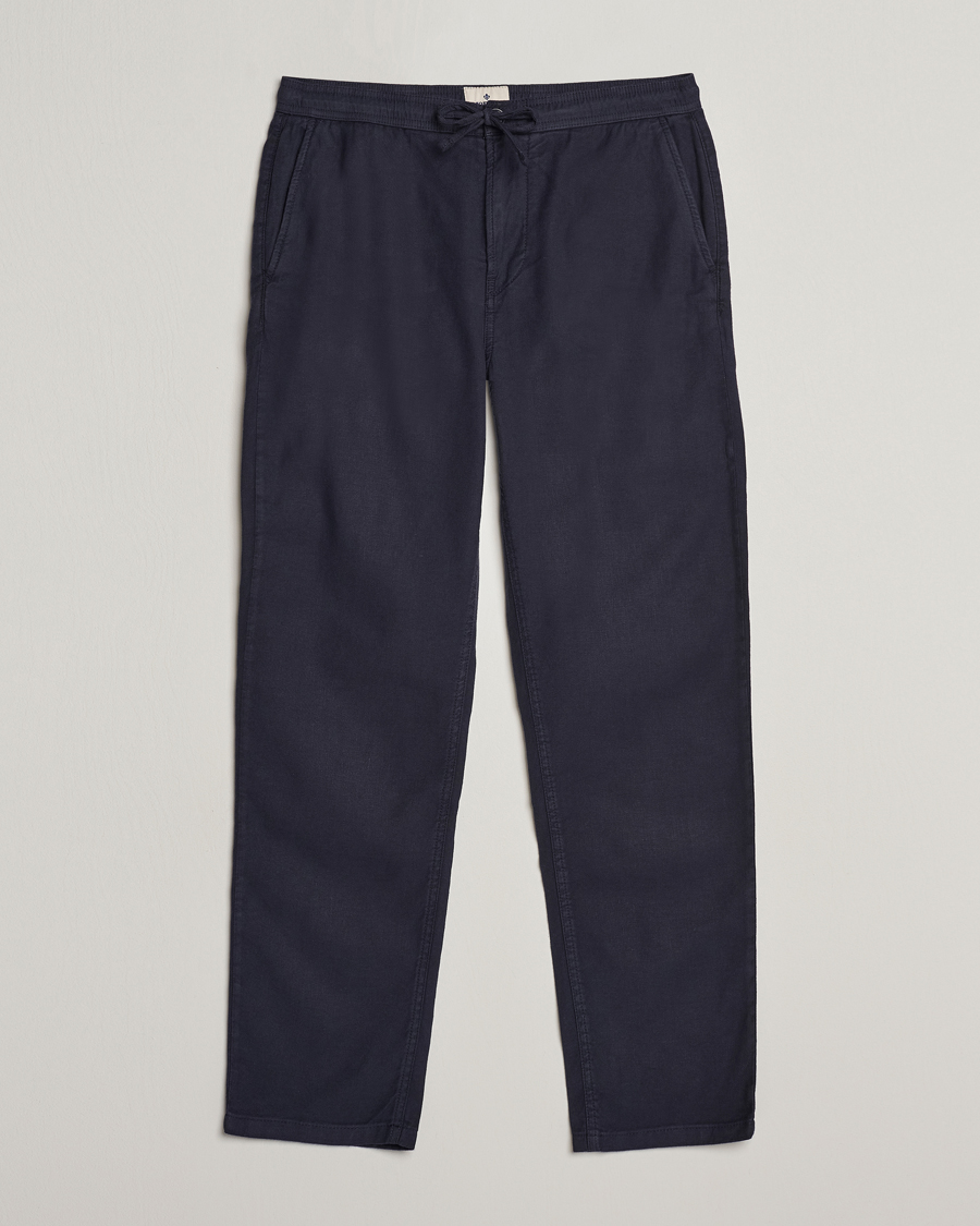 Herr | Byxor | Morris | Fenix Linen Slacks Blue
