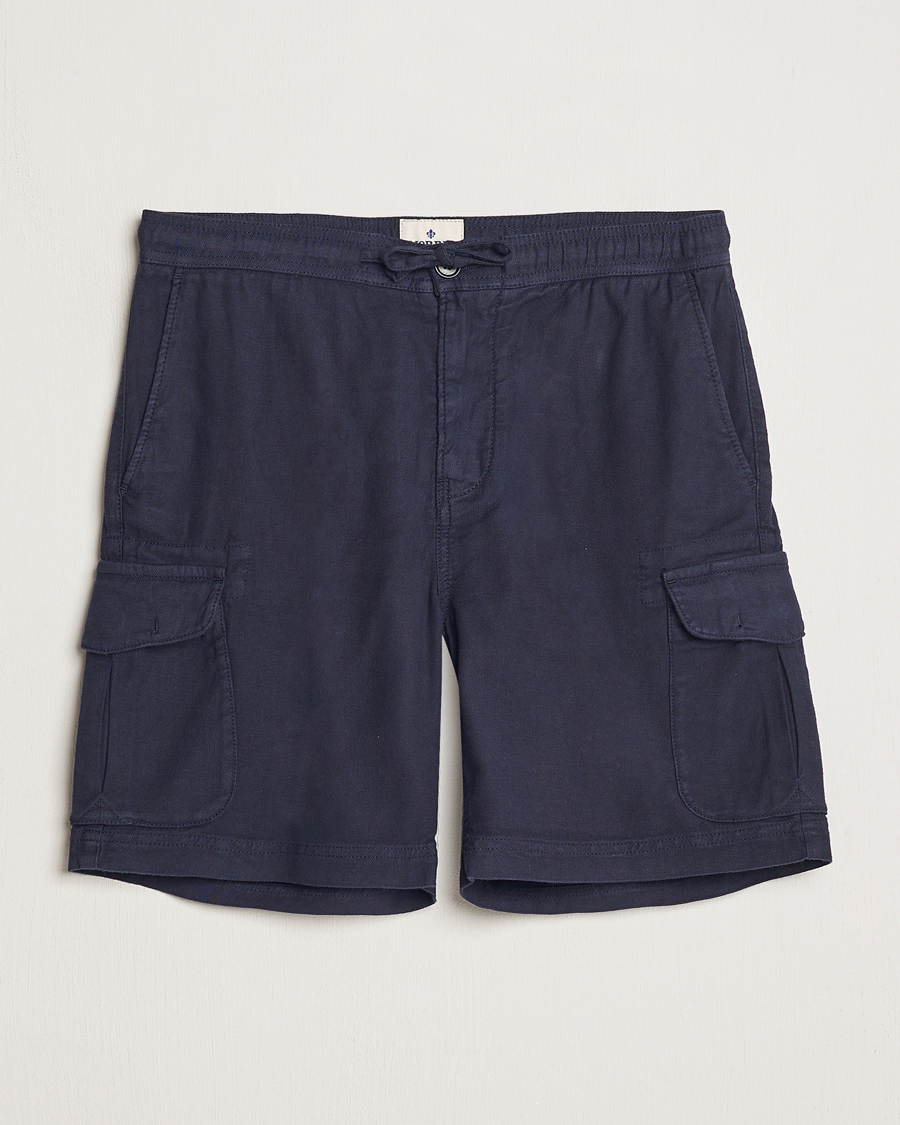 Herr | Shorts | Morris | Cargo Linen Shorts Blue