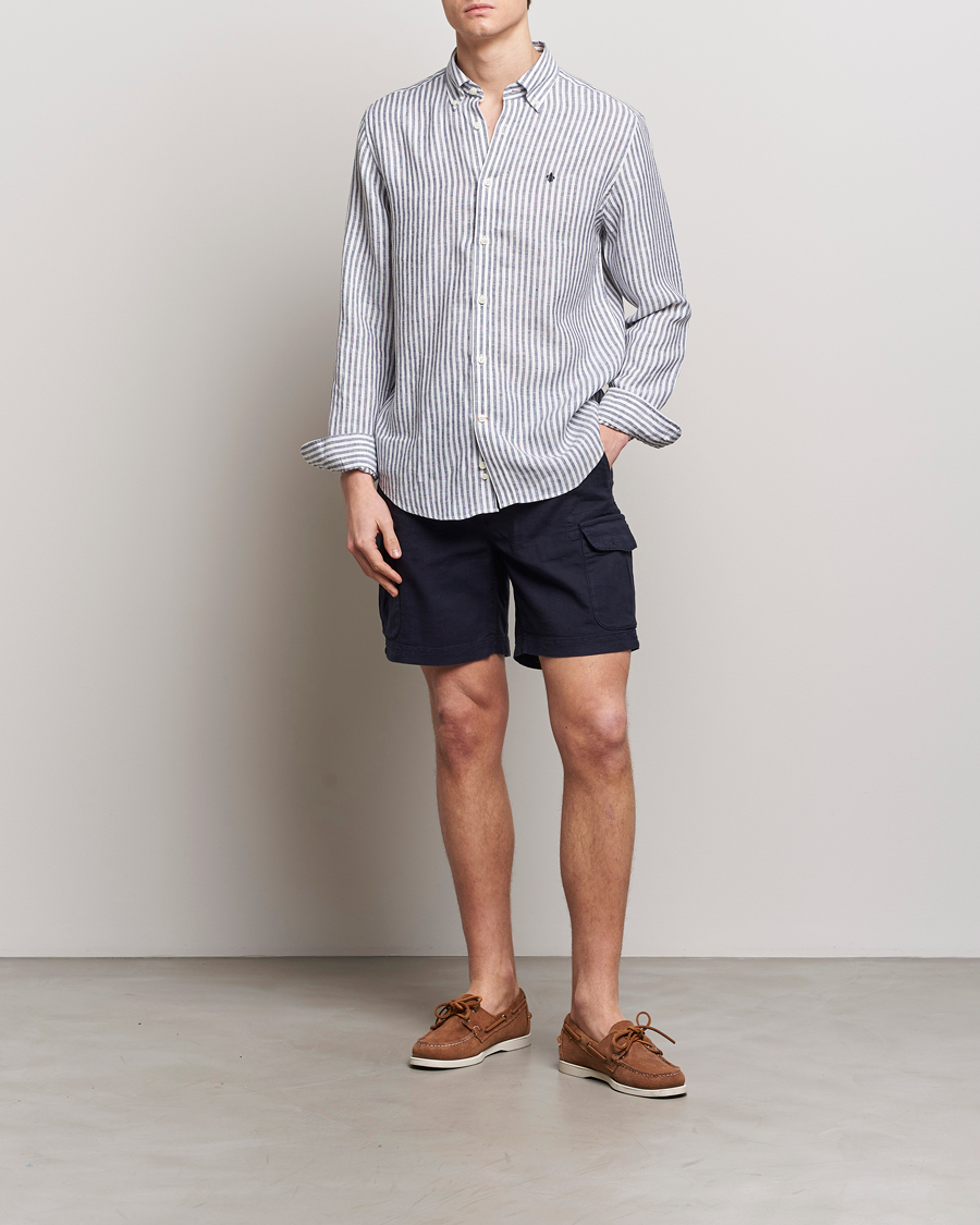Herr | Shorts | Morris | Cargo Linen Shorts Blue