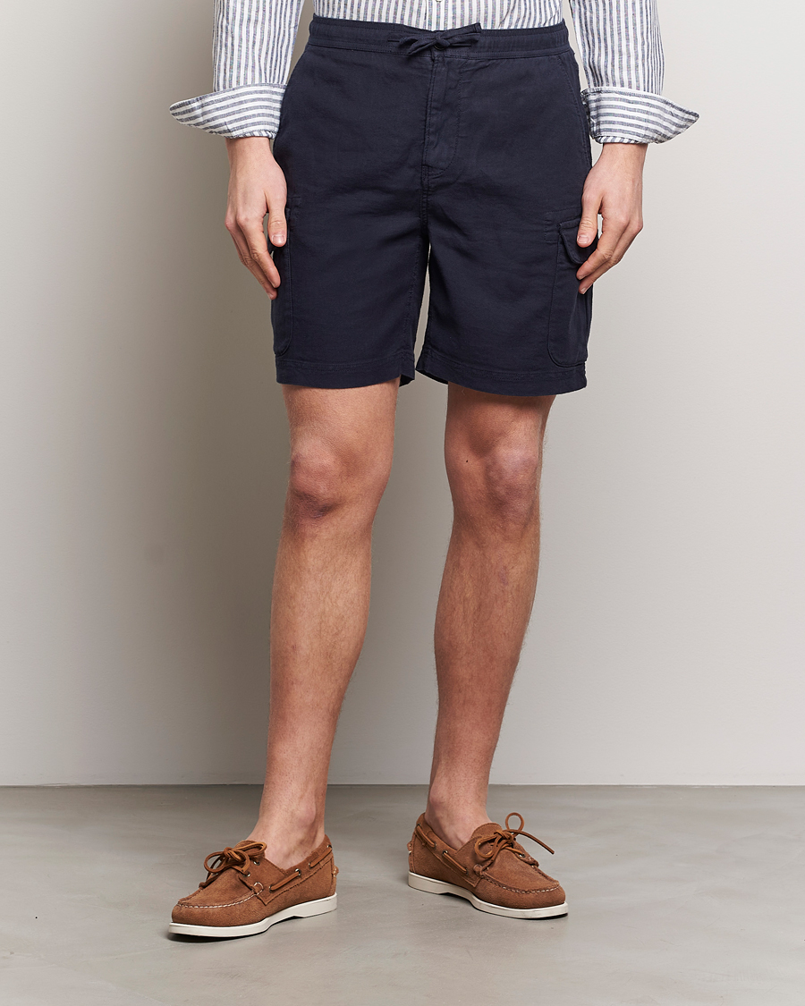 Herr | Preppy Authentic | Morris | Cargo Linen Shorts Blue