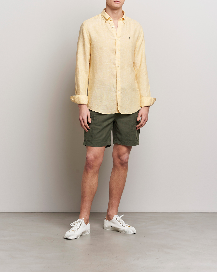 Herr | Shorts | Morris | Cargo Linen Shorts Olive