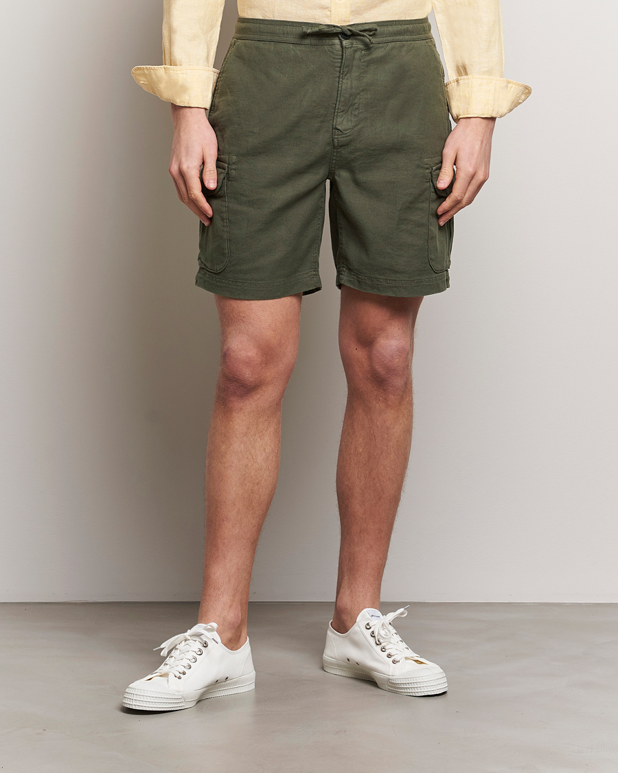 Herr | Shorts | Morris | Cargo Linen Shorts Olive