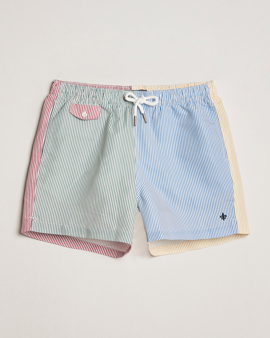 Herr | Badbyxor | Morris | Mixed Stripe Bathing Trunks Off White