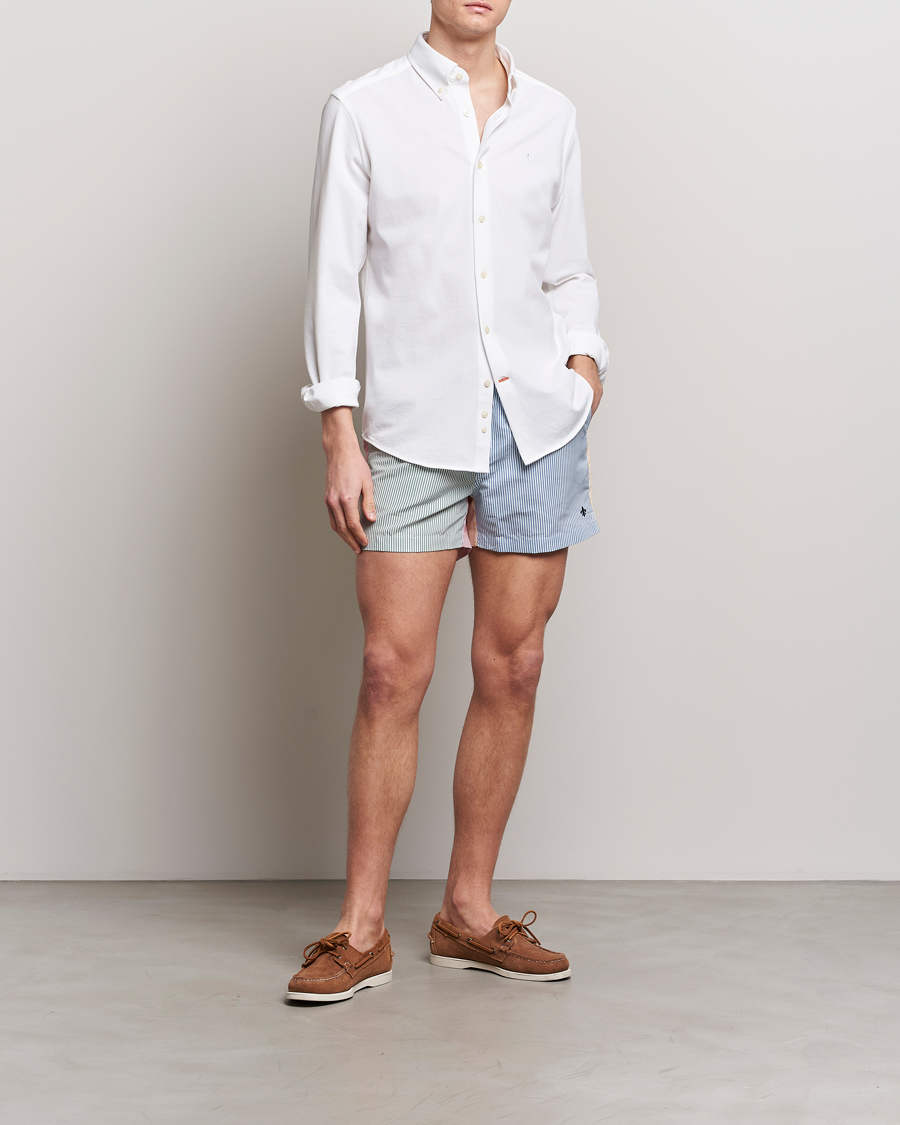 Herr | Badbyxor | Morris | Mixed Stripe Bathing Trunks Off White