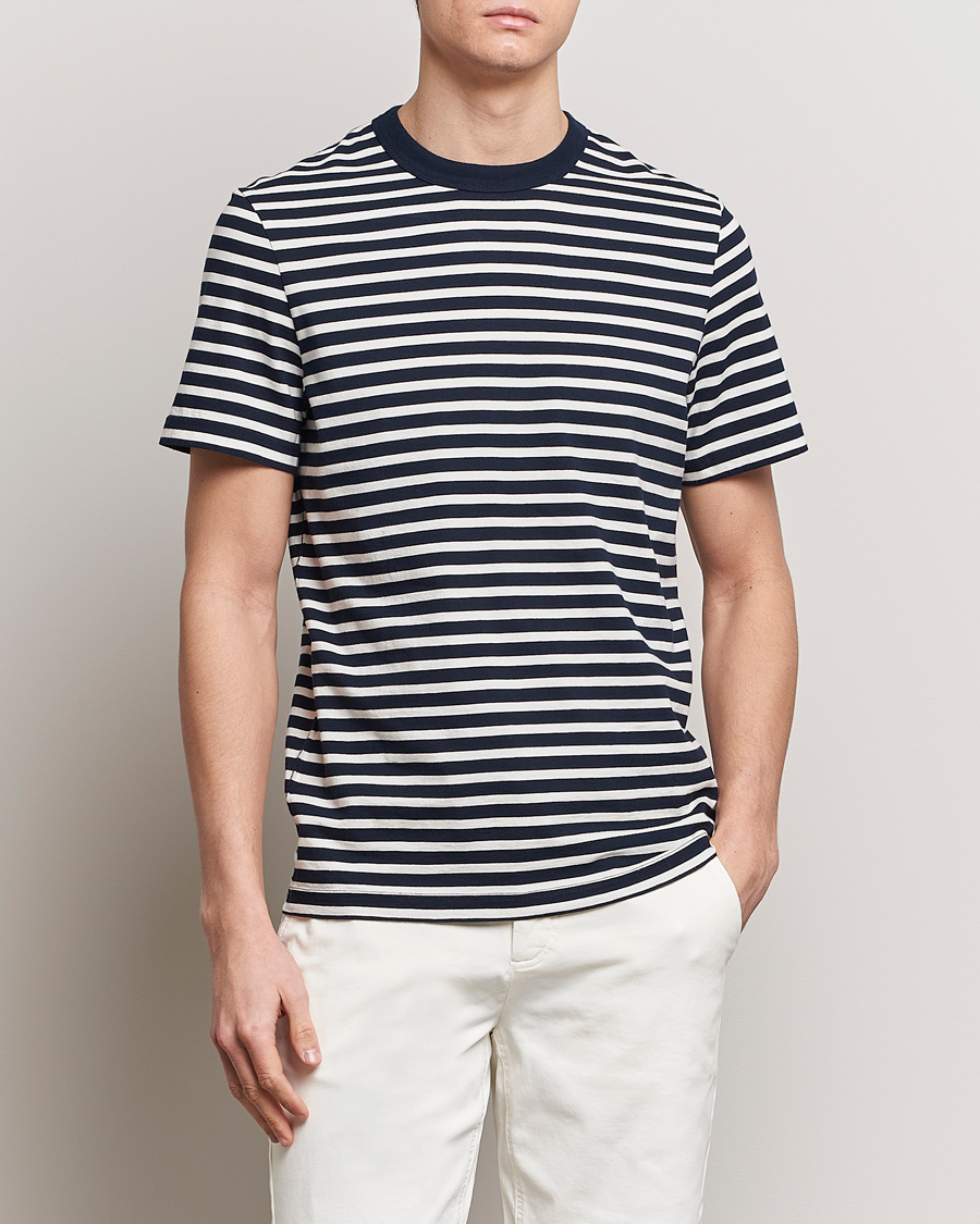 Herr | Kortärmade t-shirts | Morris | Durwin Stripe Crew Neck T-Shirt Old Blue