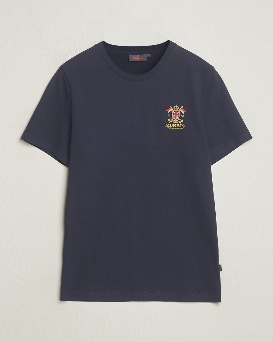 Herr | T-Shirts | Morris | Crew Neck Cotton T-Shirt Old Blue