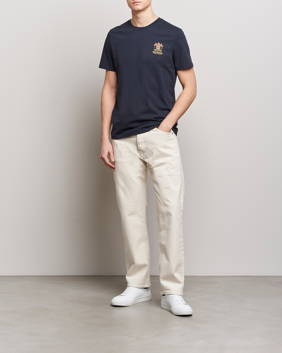 Herr | T-Shirts | Morris | Crew Neck Cotton T-Shirt Old Blue