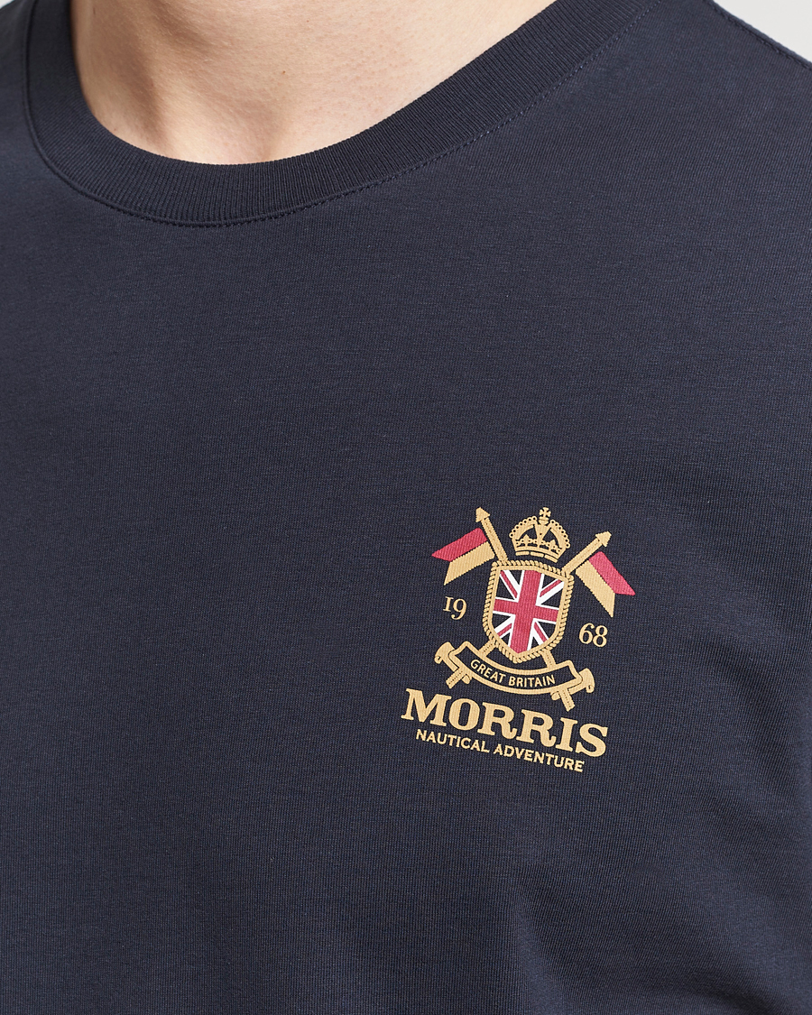 Herr | T-Shirts | Morris | Crew Neck Cotton T-Shirt Old Blue