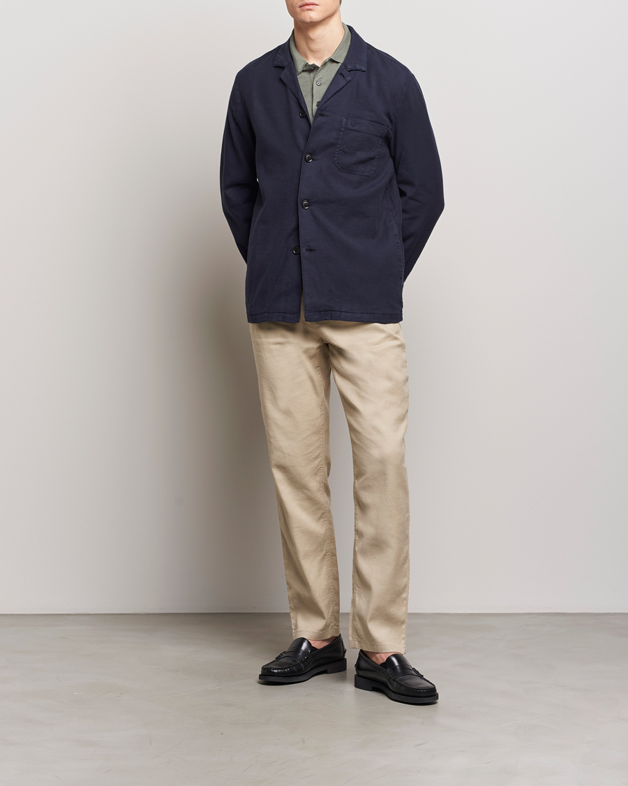 Herr | Skjortor | Morris | Linen Shirt Jacket Navy