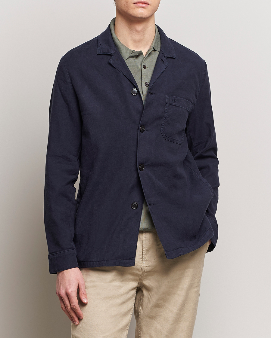Herr | Skjortjackor | Morris | Linen Shirt Jacket Navy