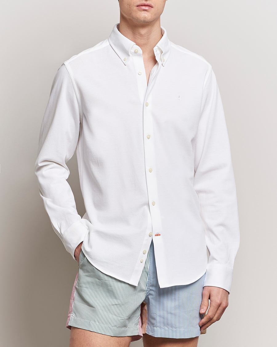Herr | Morris | Morris | Eddie Slim Fit Pique Shirt White