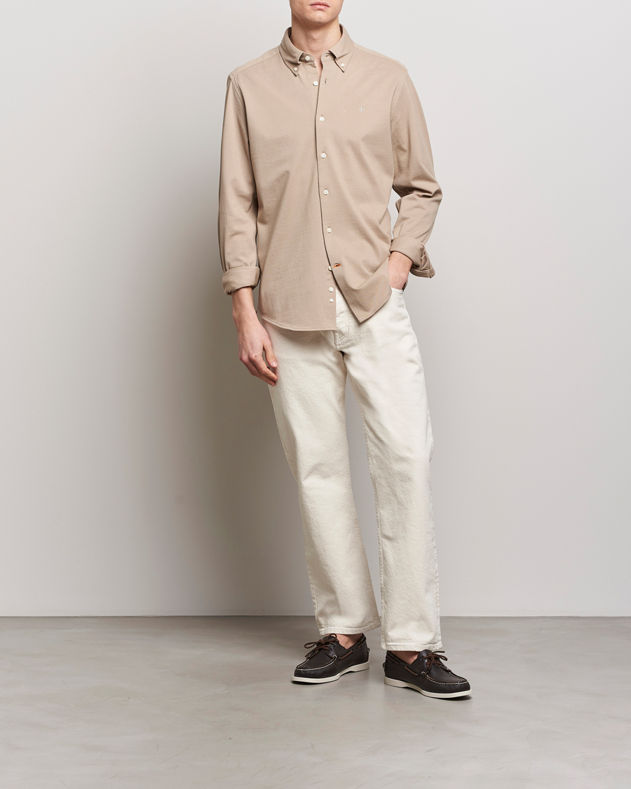 Herr | Skjortor | Morris | Eddie Slim Fit Pique Shirt Khaki
