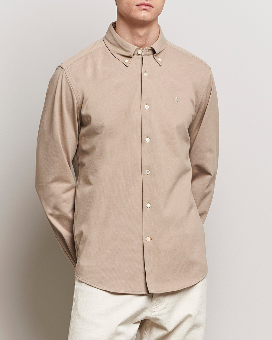 Herr | Skjortor | Morris | Eddie Slim Fit Pique Shirt Khaki