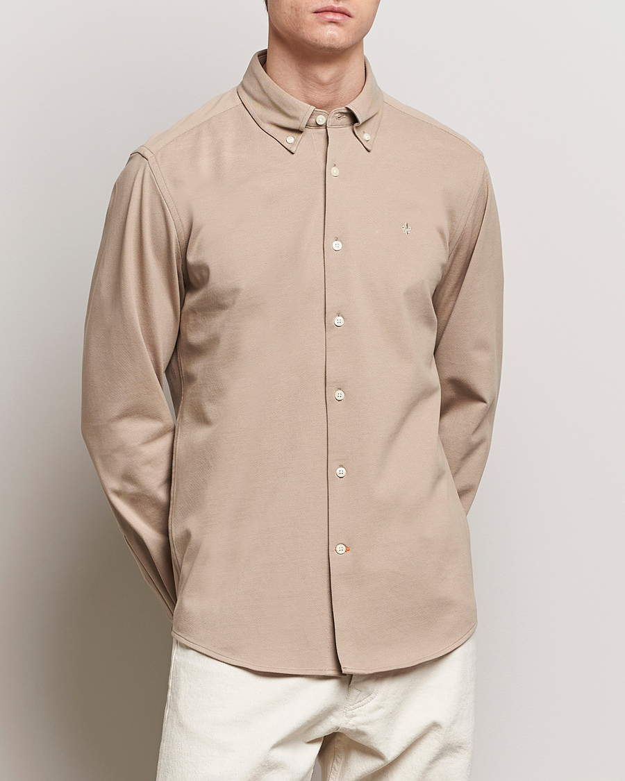 Herr | Casual | Morris | Eddie Slim Fit Pique Shirt Khaki