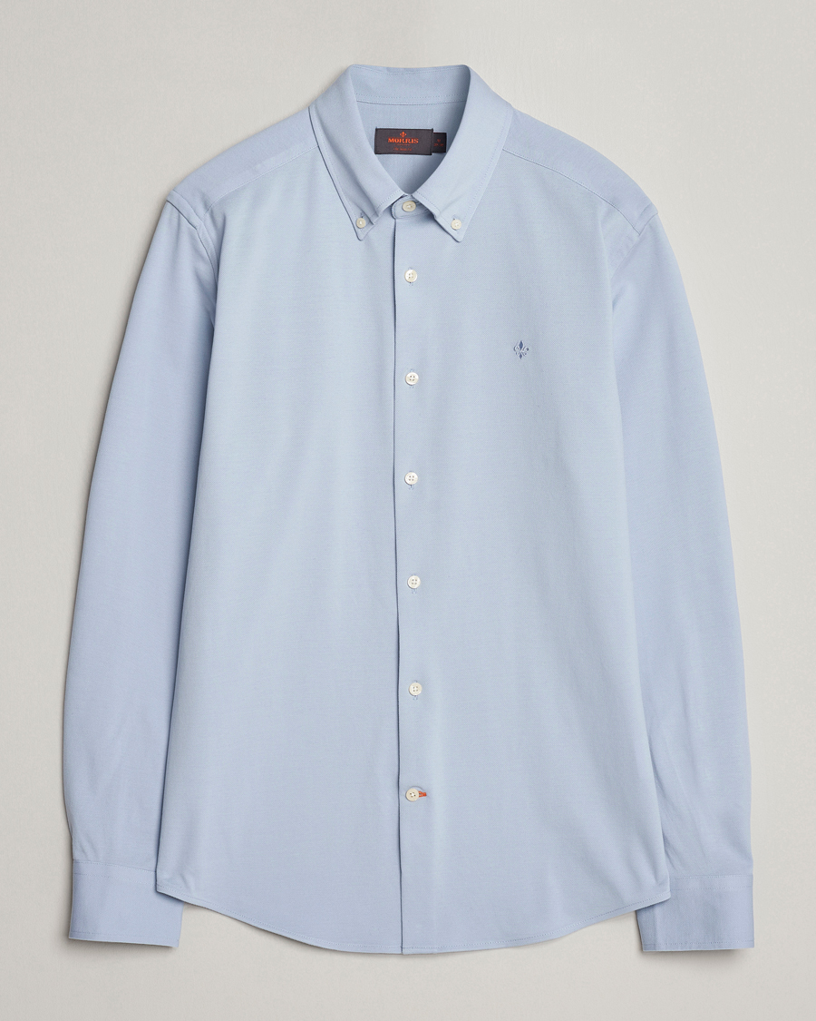 Herr | Skjortor | Morris | Eddie Slim Fit Pique Shirt Light Blue