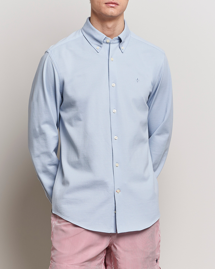 Herr | Skjortor | Morris | Eddie Slim Fit Pique Shirt Light Blue