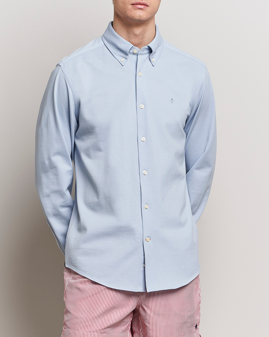 Herr | Avdelningar | Morris | Eddie Slim Fit Pique Shirt Light Blue