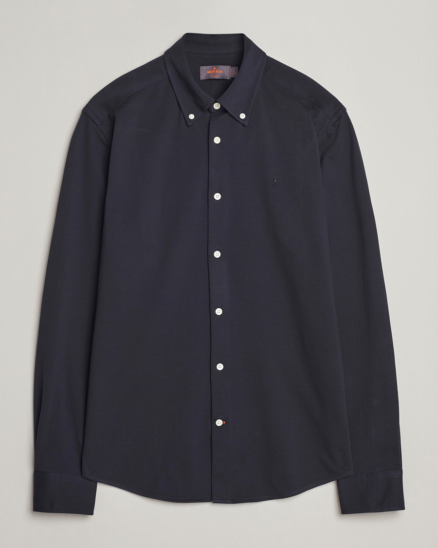 Herr | Skjortor | Morris | Eddie Slim Fit Pique Shirt Old Blue