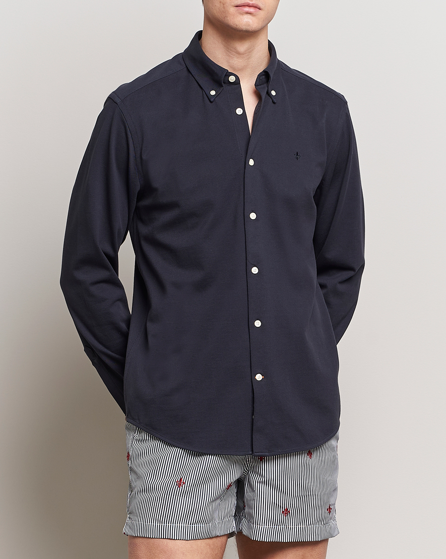 Herr | Pikéskjortor | Morris | Eddie Slim Fit Pique Shirt Old Blue