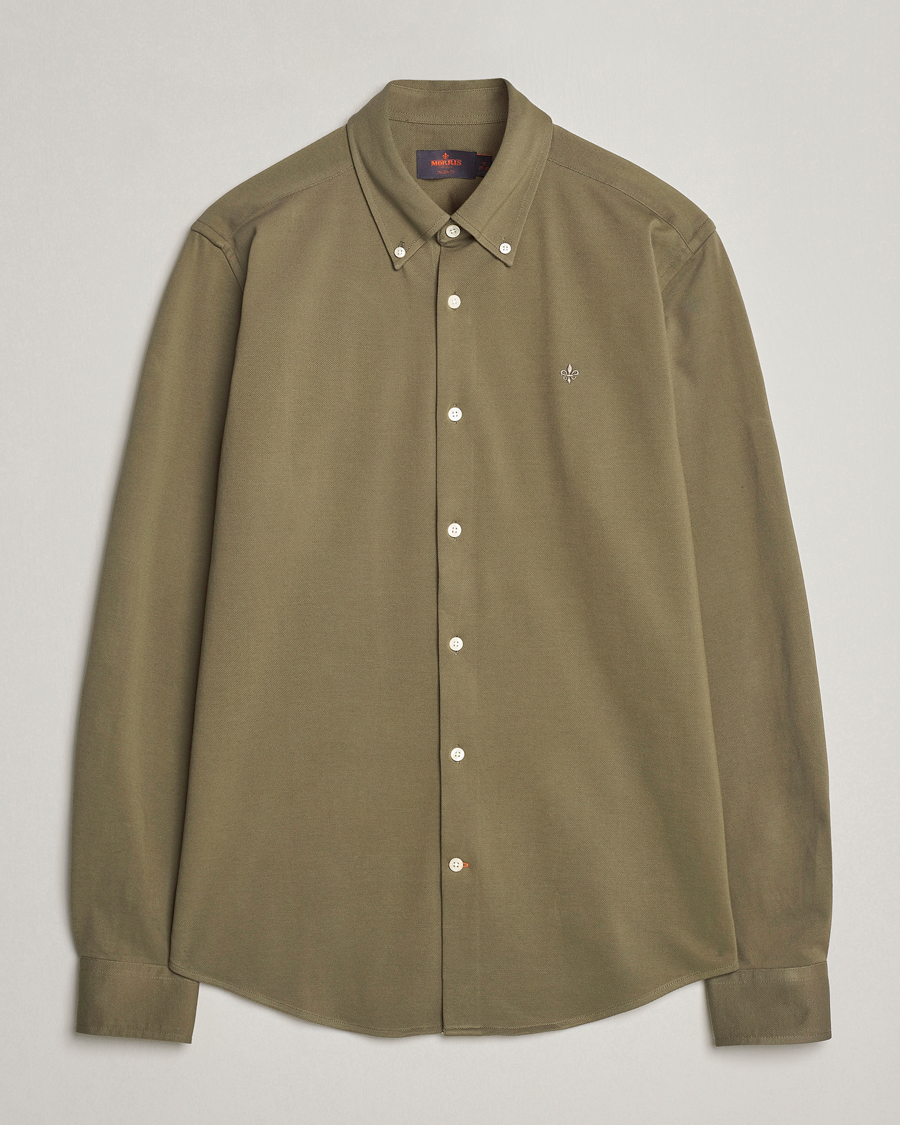 Herr | Skjortor | Morris | Eddie Slim Fit Pique Shirt Olive