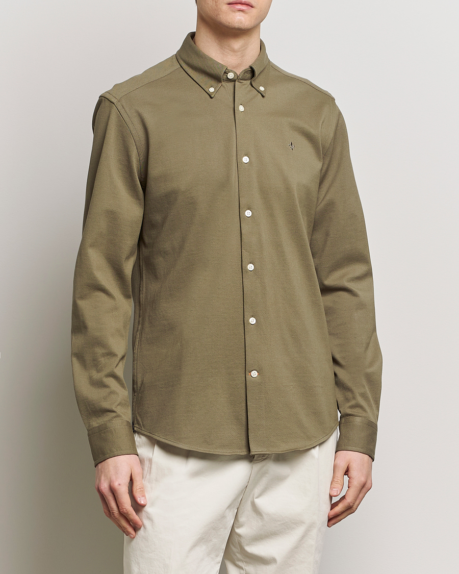 Herr | Casual | Morris | Eddie Slim Fit Pique Shirt Olive