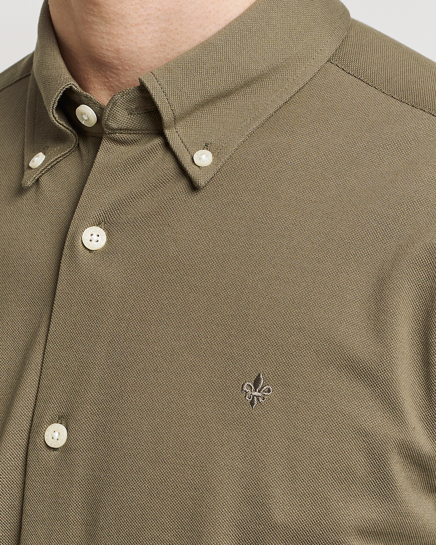 Herr | Skjortor | Morris | Eddie Slim Fit Pique Shirt Olive