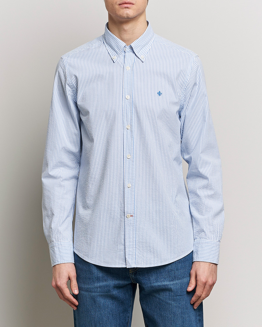 Herr |  | Morris | Slim Fit Seersucker Shirt Light Blue