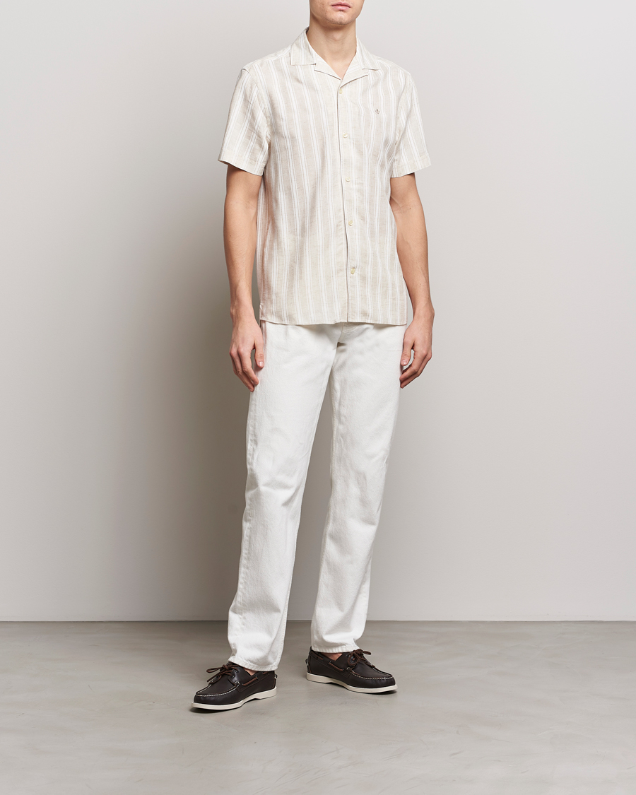 Herr | Skjortor | Morris | Printed Short Sleeve Shirt Off White