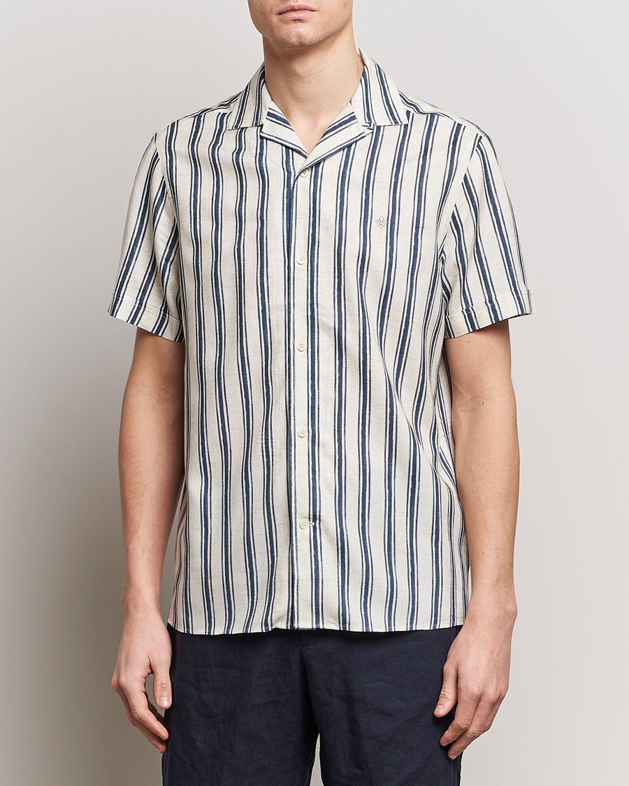 Herr |  | Morris | Printed Short Sleeve Shirt Navy/Beige