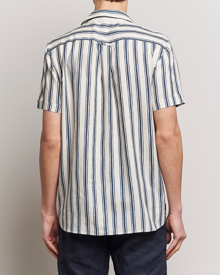 Herr | Skjortor | Morris | Printed Short Sleeve Shirt Navy/Beige