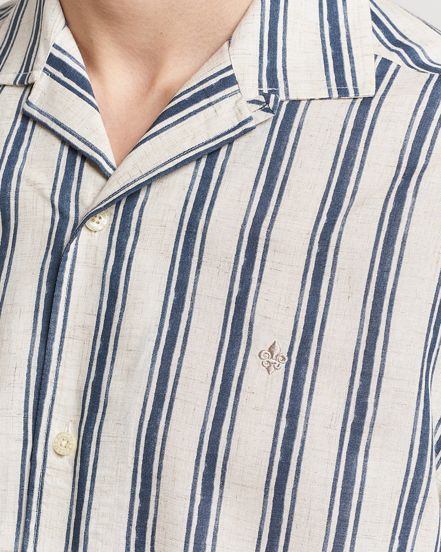 Herr | Skjortor | Morris | Printed Short Sleeve Shirt Navy/Beige