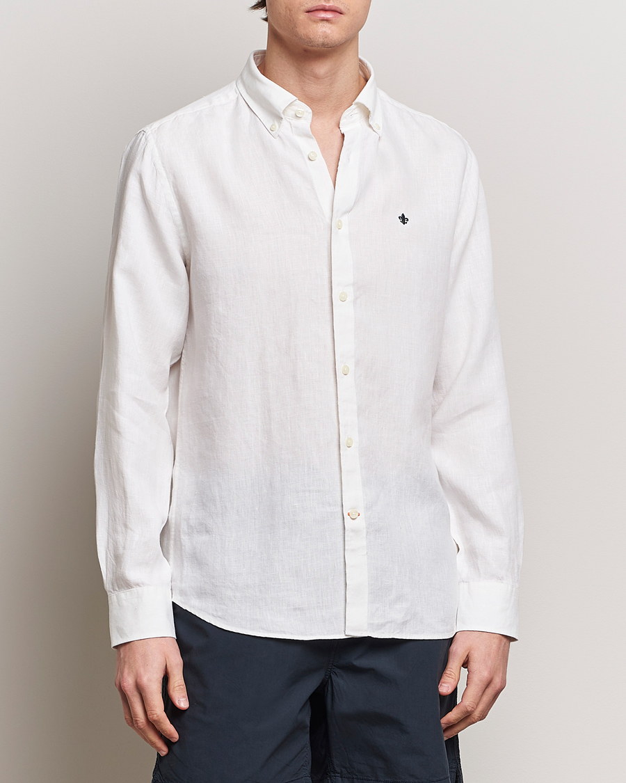 Herr | Avdelningar | Morris | Douglas Linen Button Down Shirt White