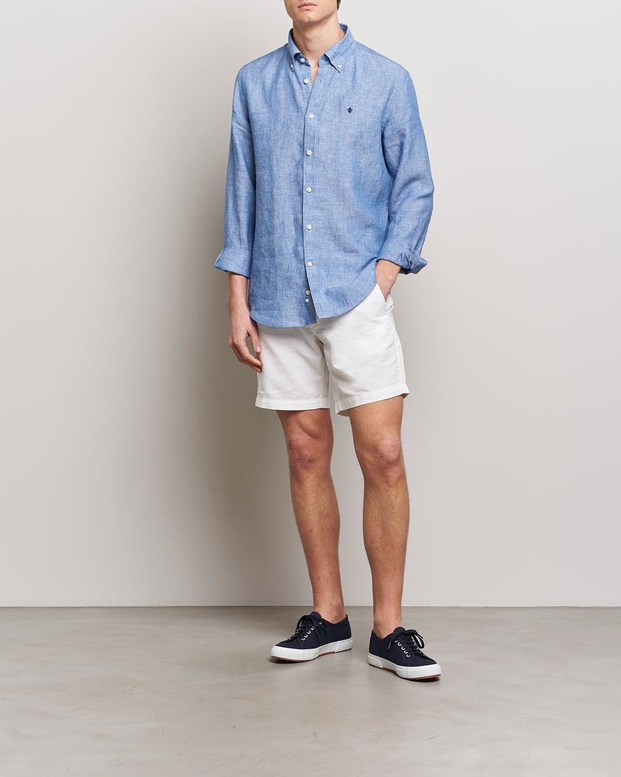 Herr | Skjortor | Morris | Douglas Linen Button Down Shirt Blue