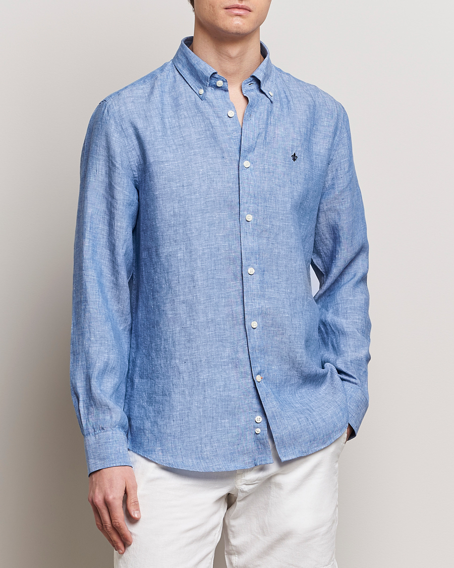 Herr | Avdelningar | Morris | Douglas Linen Button Down Shirt Blue