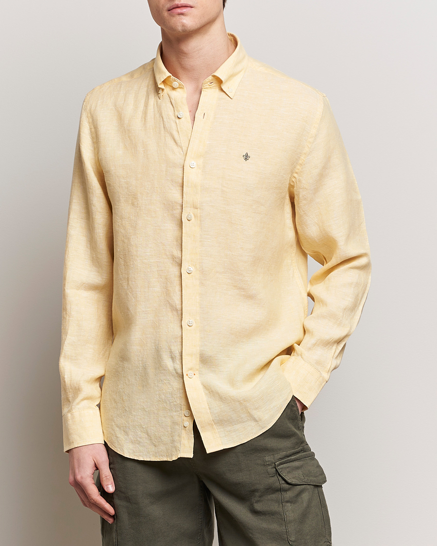 Herr | Avdelningar | Morris | Douglas Linen Button Down Shirt Yellow