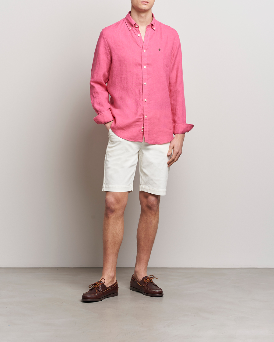 Herr | Skjortor | Morris | Douglas Linen Button Down Shirt Cerise