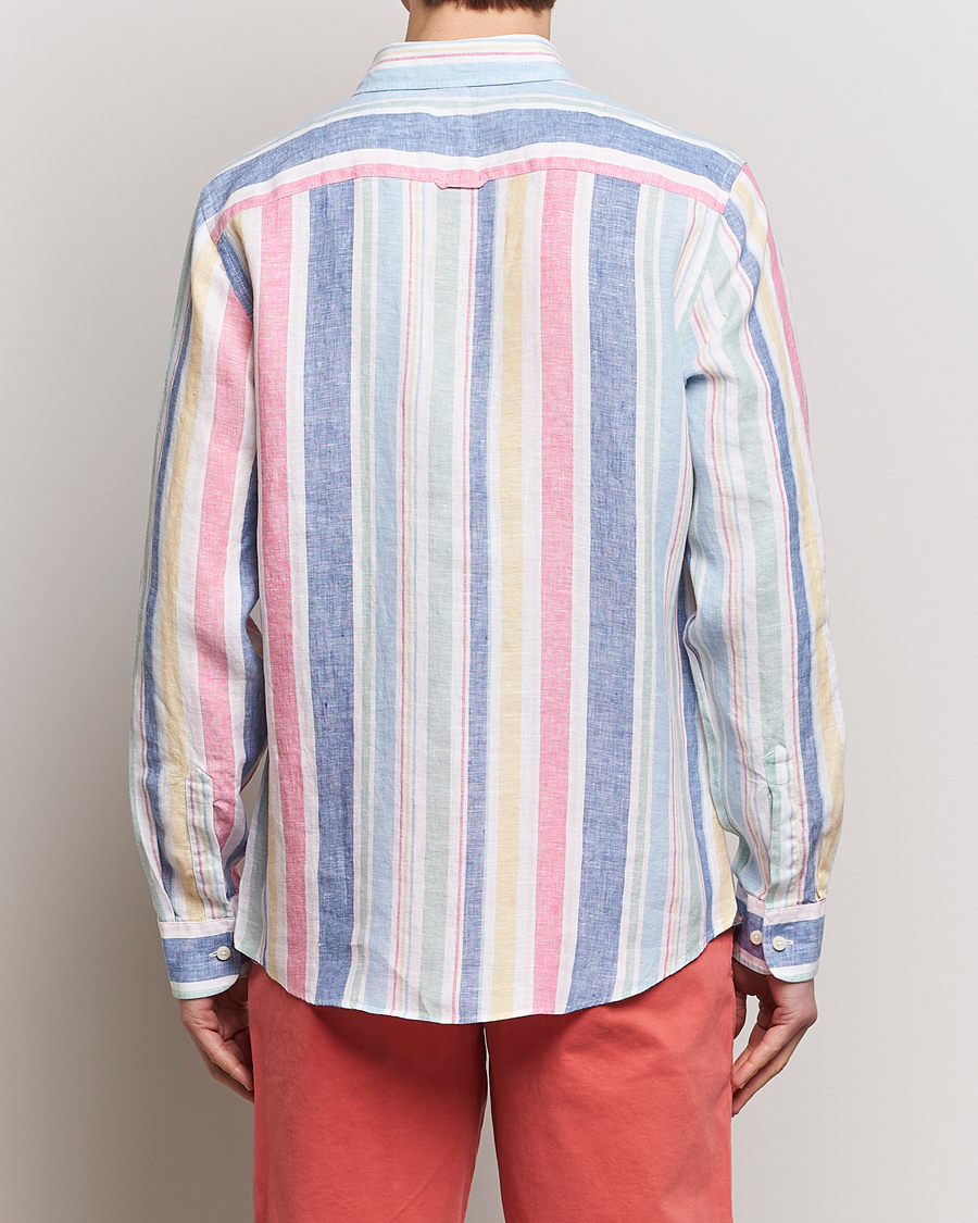 Herr | Skjortor | Morris | Happy Linen Stripe Shirt Light Blue